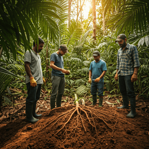 Grupo na plantação