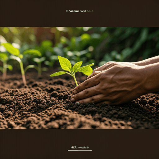 Mãos plantando uma muda na terra